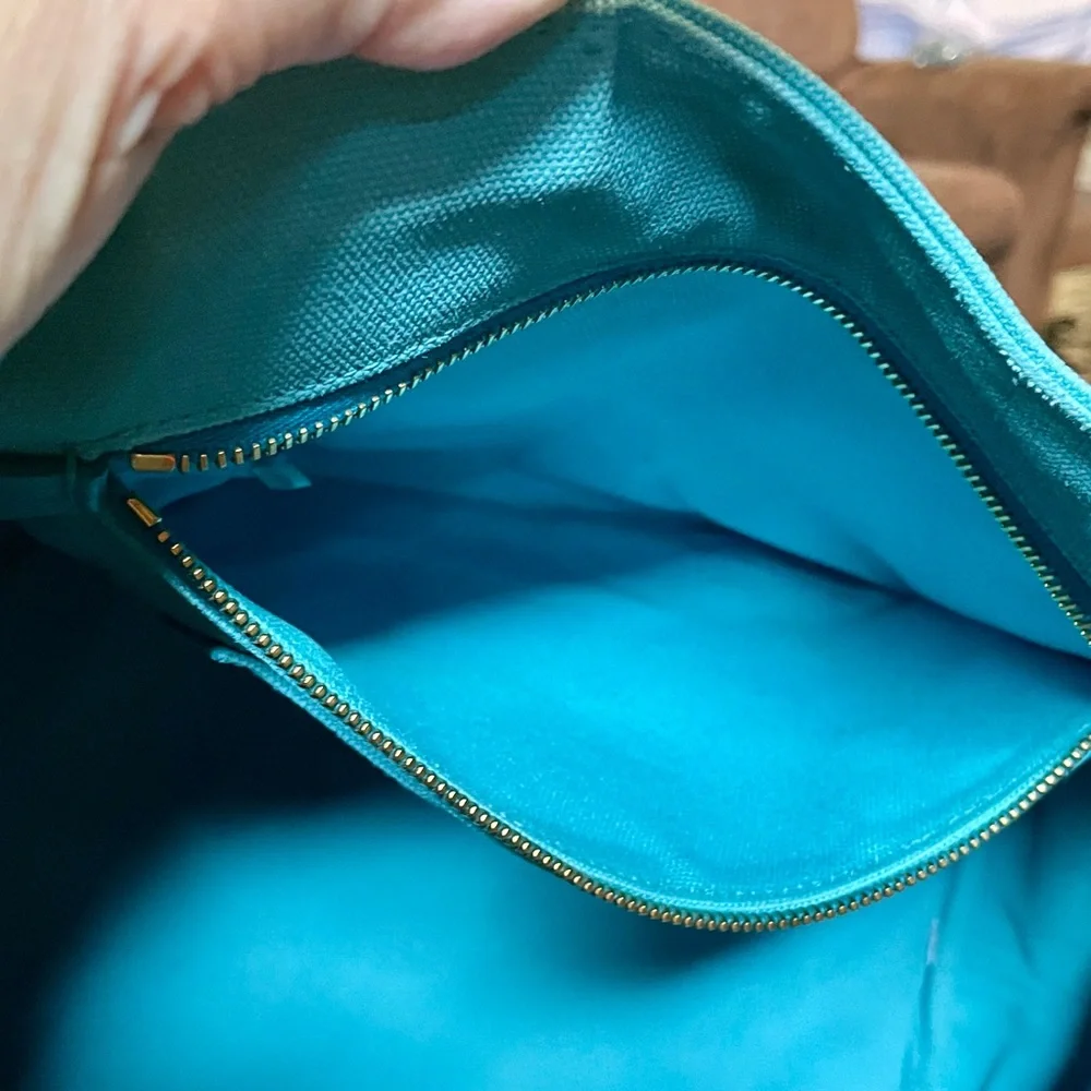 Prada Turquoise Studded Canvas Tote with Detachable Strap COA - Picture 9 of 16